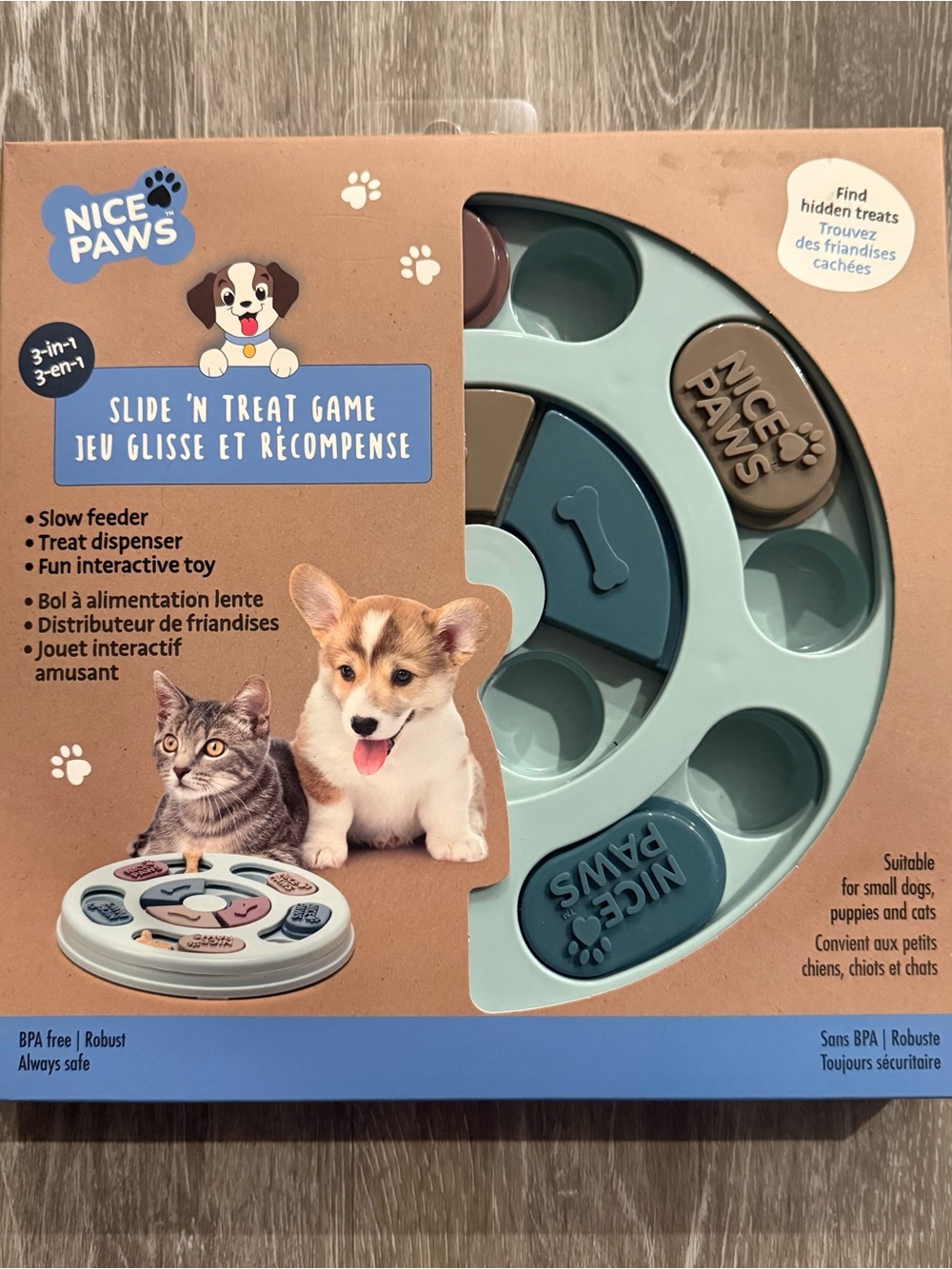Nice Paws Slide 'N Treat Interactive Learning Puzzle Toy Game for Dogs and Cats